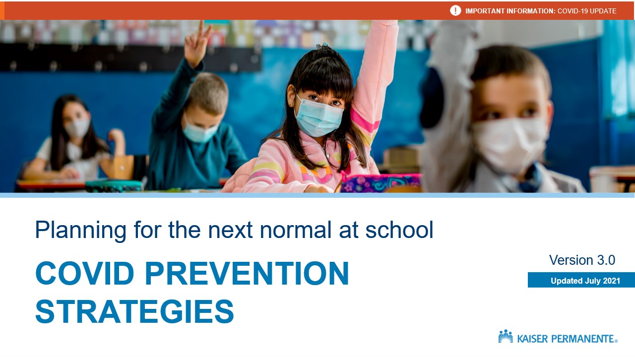 Planning for the Next Normal at School Playbook: COVID-19 Prevention Strategies