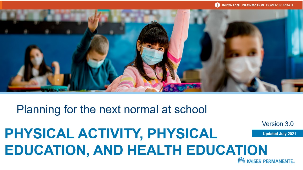 Planning for the Next Normal at School Playbook: Physical Education and Physical Activity