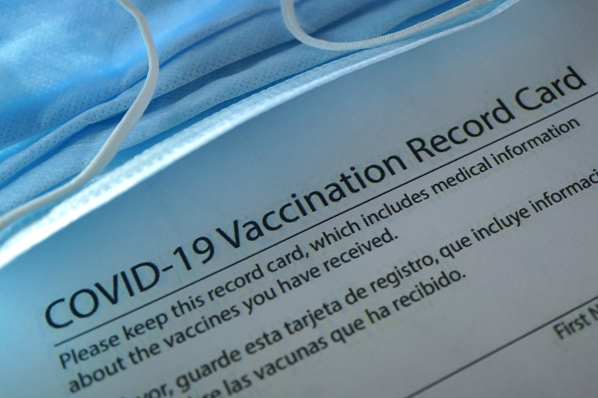 close-up shot of vaccination card